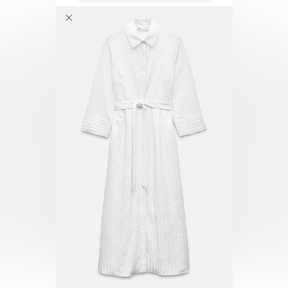 Zara STRIPED SHIRT DRESS ZW COLLECTION $89.90 Size Large NWT - Picture 3 of 7